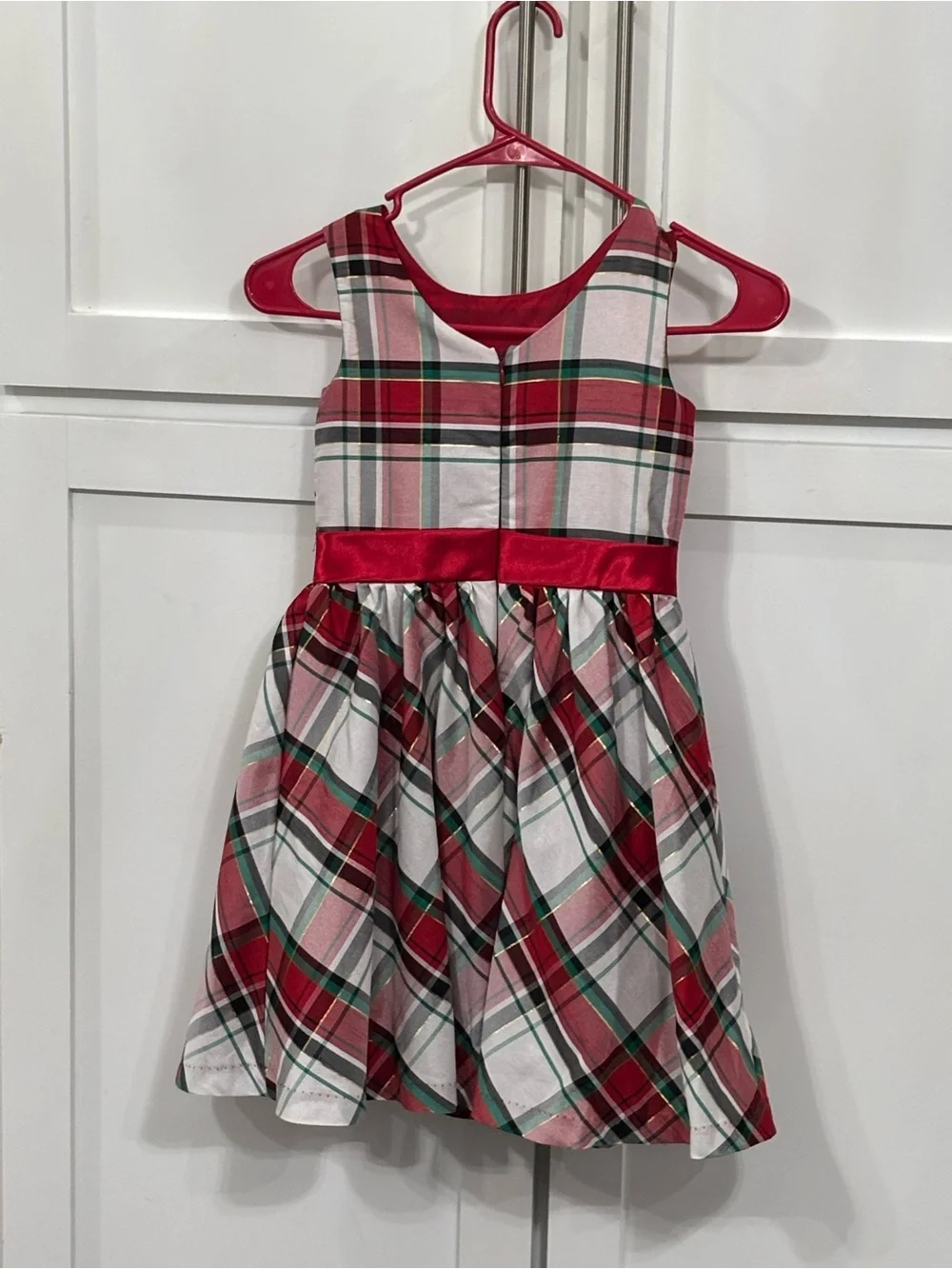 Girls Gymboree Red and Green Plaid Holiday Dress with Satin Bow